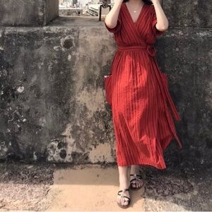 Red wrap dress